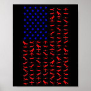 Affiche Avion US Drapeau Fête de l'Indépendance Américaine