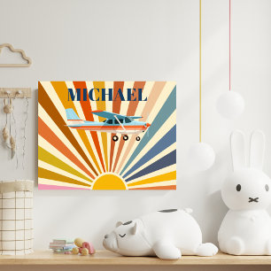 Affiche Avion Vintage Cessna Rétro Coucher de Soleil Perso