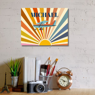 Affiche Avion Vintage Cessna Rétro Coucher de Soleil Perso