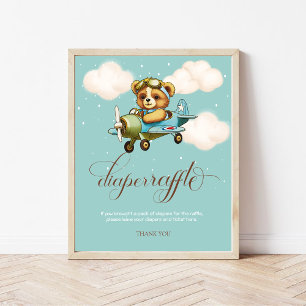 Affiche Avion Whimsical Teddy bear Diaper Raffle