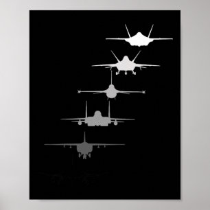 Affiche Avions de chasse de l'armée de l'air F-4 F-111 F-1