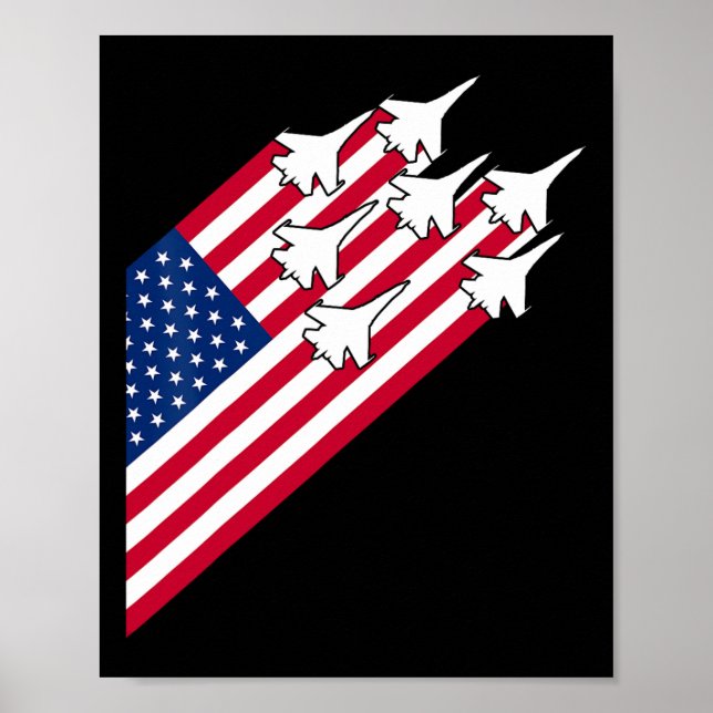 Affiche Avions de chasse Drapeau Usa 4 juillet Avion de ch (Devant)
