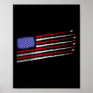 Affiche Avions de chasse Patriot 4 juillet Avion Drapeau d