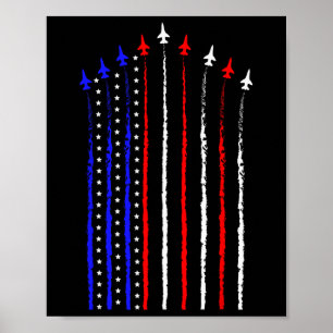 Affiche Avions de chasse Patriot 4 juillet Drapeau des Éta