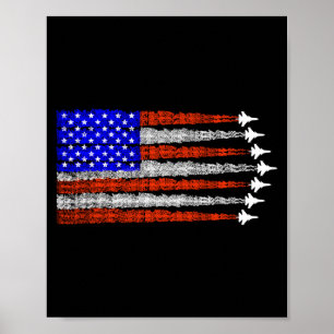 Affiche Avions de combat patriotiques américains drapeau a
