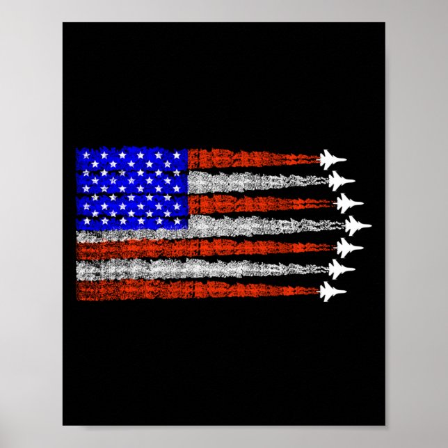Affiche Avions de combat patriotiques américains drapeau a (Devant)