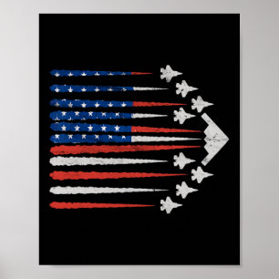 Affiche Avions de combat patriotiques Drapeau américain Ro