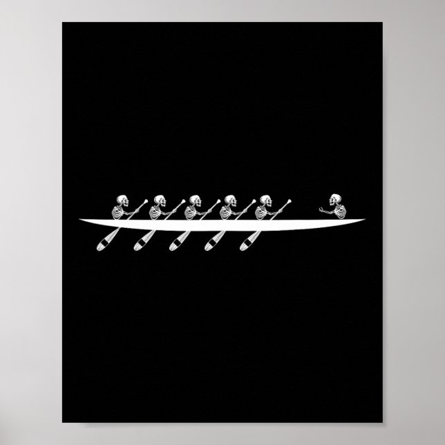 Affiche Aviron Skeleton Row Boats Paddle Coxswain Hallowee (Devant)