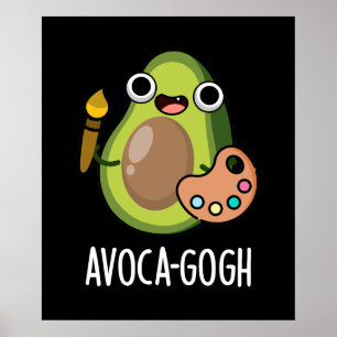 Affiche Avoca gogh Funny Avocado Artiste Pun Dark BG