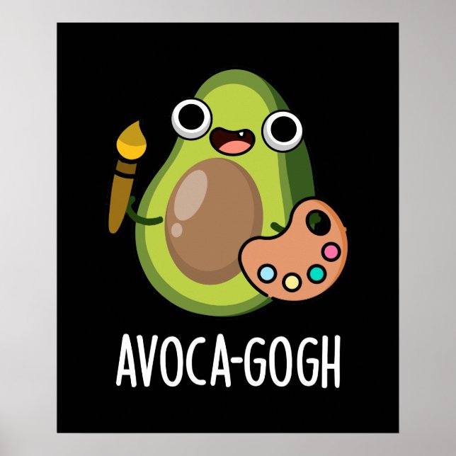 Affiche Avoca gogh Funny Avocado Artiste Pun Dark BG (Devant)