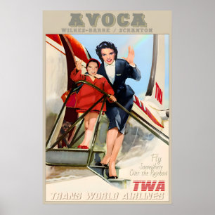 Affiche Avoca Scranton Wilkes-Barre TWA Trans World