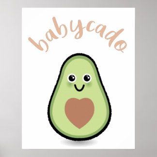 Affiche Avocado avec coeur baby-cado pour un bébé