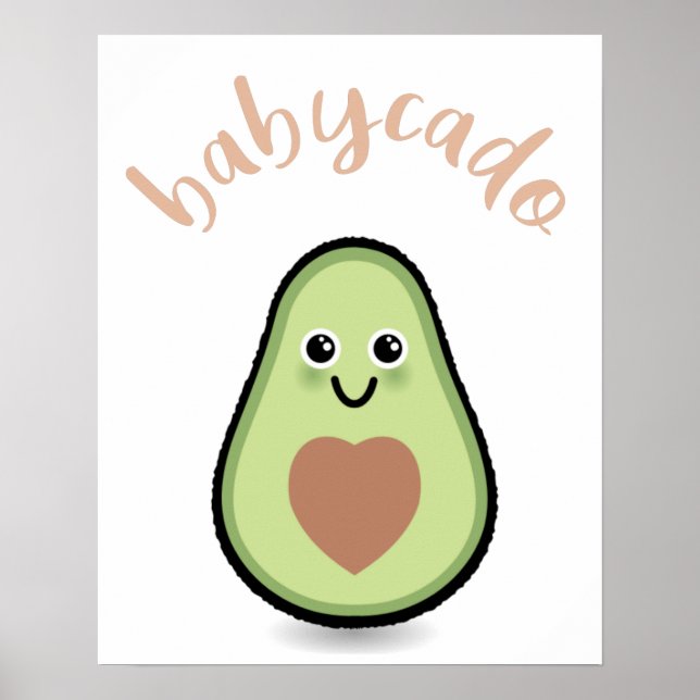 Affiche Avocado avec coeur baby-cado pour un bébé (Devant)