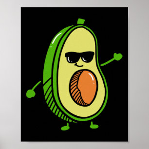 Affiche Avocado Dancing Cute - Graphiques Guacamole Avocad