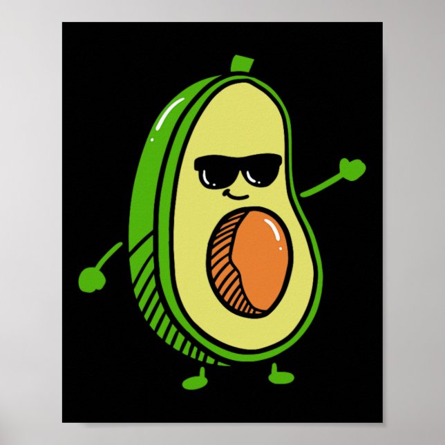 Affiche Avocado Dancing Cute - Graphiques Guacamole Avocad (Devant)