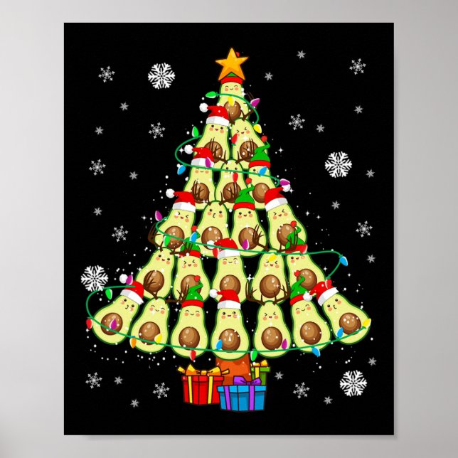 Affiche Avocado de Noël Avocado Lover Père Noël Elf Reinde (Devant)