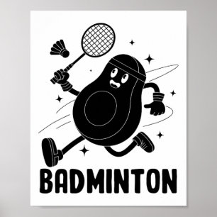 Affiche Avocado Jouer Badminton Saine Cuisine végétarienne