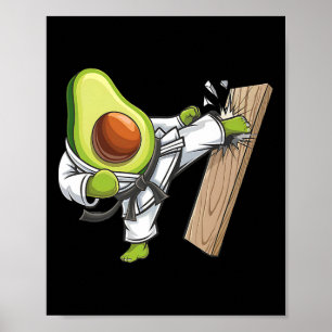 Affiche Avocado Karate Master Breaking Wood Board
