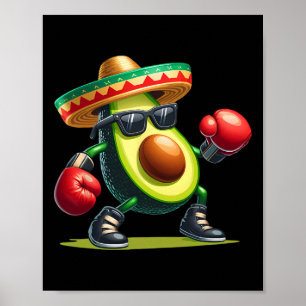 Affiche Avocado montrant des compétences en boxe Cinco De