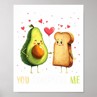 Affiche Avocado Toast You Complete Me Funny Vegan Fruit Lo