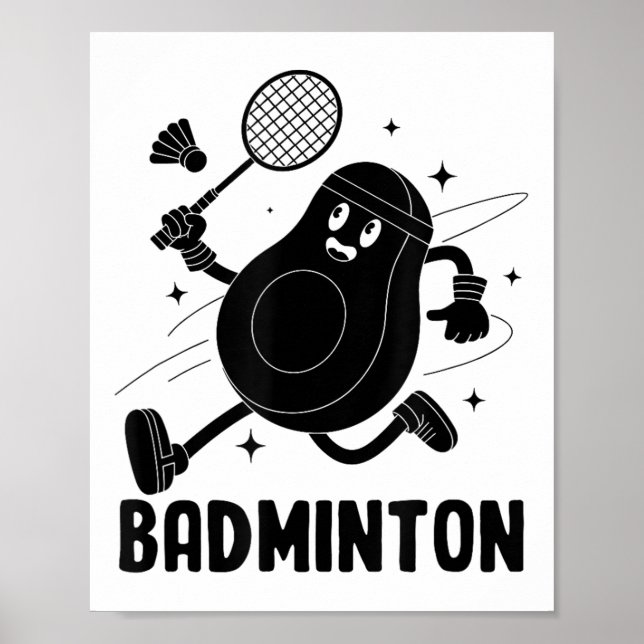 Affiche Avocat Jouant Au Badminton Nourriture Végétarienne (Devant)