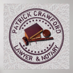 Affiche Avocat Ou Bureau Du Notaire Avec Juge Hammer Et No