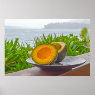 Affiche Avocat Reed coupé en deux à Kauai, Hawaii