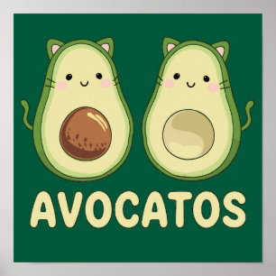 Affiche Avocatos Kawaii Cat & Avocado