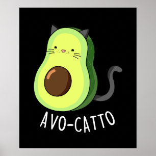 Affiche Avocatto Funny Avocado chat pun Dark BG