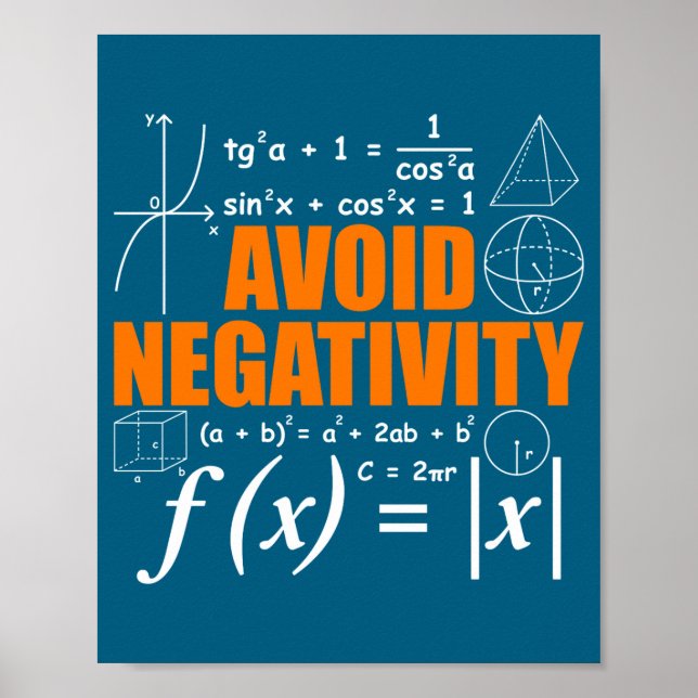Affiche Avoid Negativity Funny Math Mathematician Teacher  (Devant)
