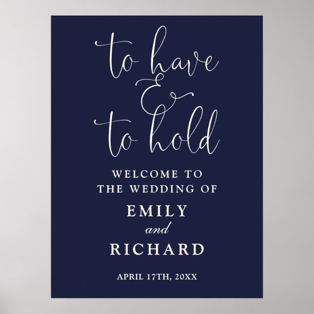 Affiche Avoir Et Tenir L'Affiche de bienvenue Mariage Bleu (Devant)