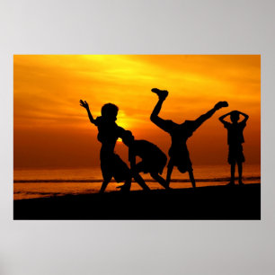 Affiche Avoir l'amusement au coucher du soleil