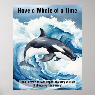 Affiche « Avoir une baleine de temps » expression idiomati