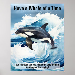 Affiche « Avoir une baleine d'un temps » expression idioma
