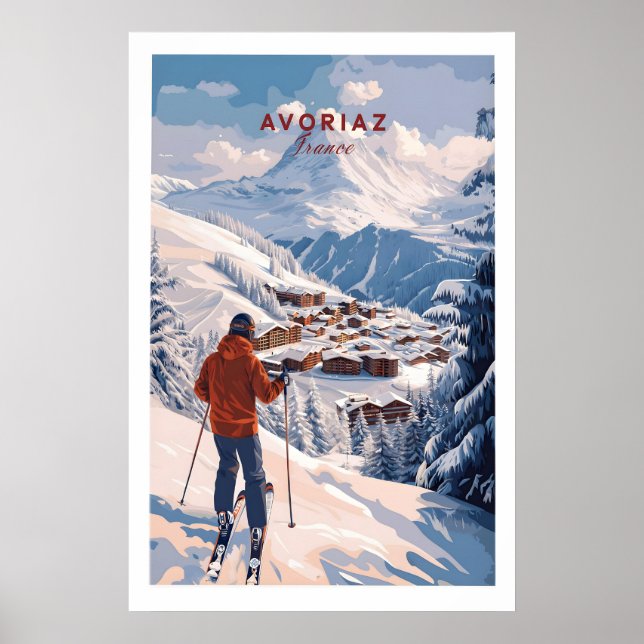 Affiche Avoriaz Portes du Soleil Slopes Ski Print French (Devant)