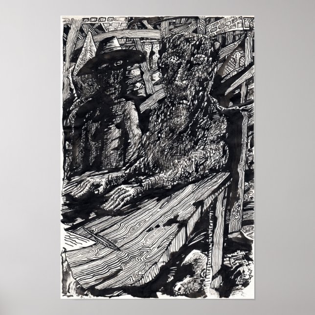 Affiche « Avoues ! », dessin à l'encre de Chine (Devant)