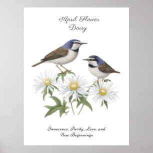 Affiche Avril Mois de naissance Fleur Daisy Chéri Annivers