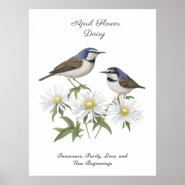 Affiche Avril Mois de naissance Fleur Daisy Chéri Annivers (Devant)
