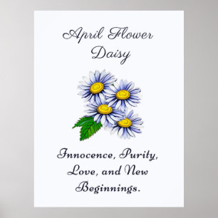 Affiche Avril Mois de naissance Fleur Daisy Fresque et Sim