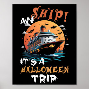 Affiche Aw Navire Halloween Voyage Famille Croisière Drôle