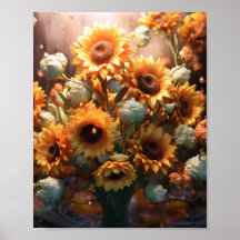 Awesome Aquarelle Art Floral Sunflowers Bouquet
