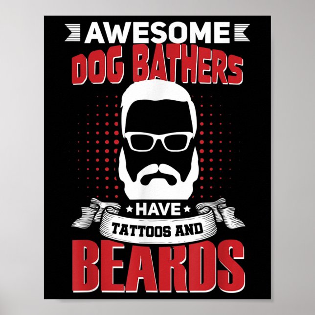 Affiche Awesome Chien Bathers Travail Coworker Tattoo Bear (Devant)