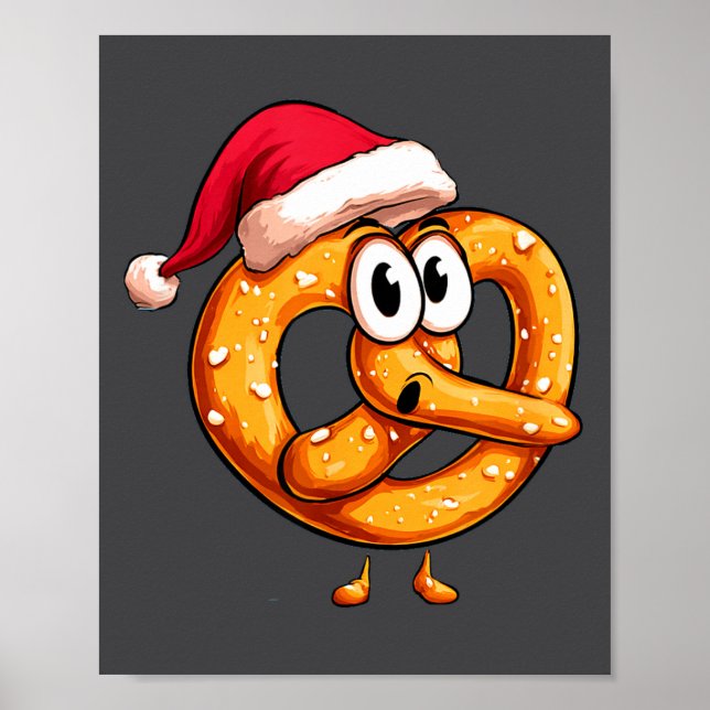 Affiche Awesome Festive Pretzel With Santa Claus Hat Costu (Devant)