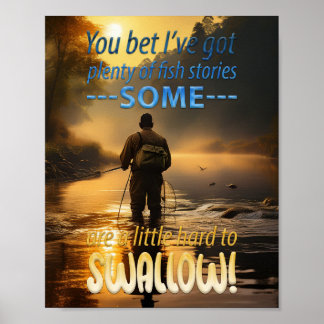 Affiche Awesome Fish Stories Fishing In A Mountain Stream
