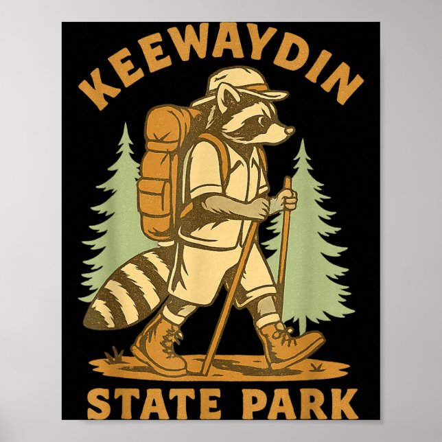 Affiche Awesome Keewaydin State Park, Ny Hiking Racoon Hik (Devant)