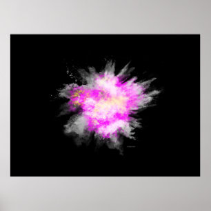 Affiche Awesome Poudre Paint Explosion rose Jaune Blanc