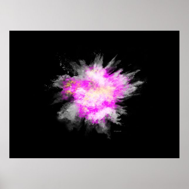 Affiche Awesome Poudre Paint Explosion rose Jaune Blanc (Devant)