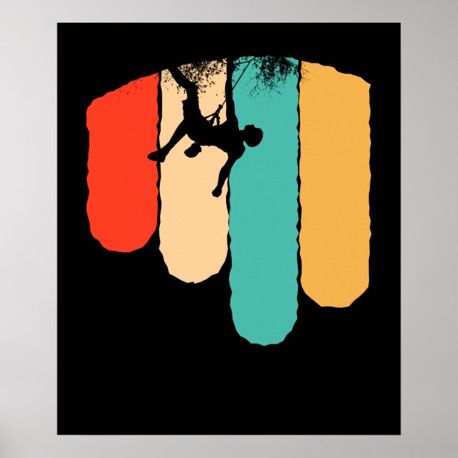 Affiche Awesome Rock Escalade Retro Mountain Climber Hiker (Devant)