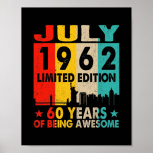 Affiche Awesome Since July 1962 60th Birthday Vintage