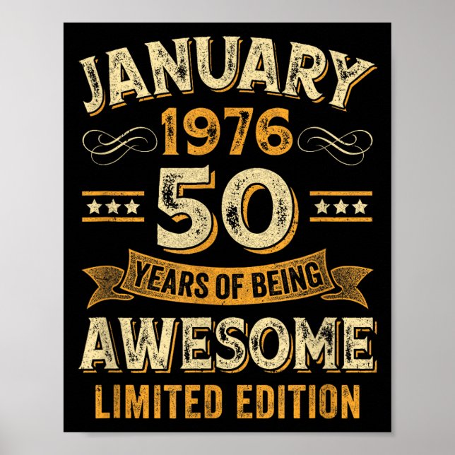 Affiche Awesome Vintage January 1976 50th Birthday  (Devant)